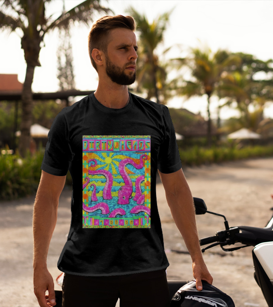 Dirty Heads Grand Rapids MI Acrisure Amphitheater July 28 2026 Psychedelic Octopus Sunburst T-Shirt