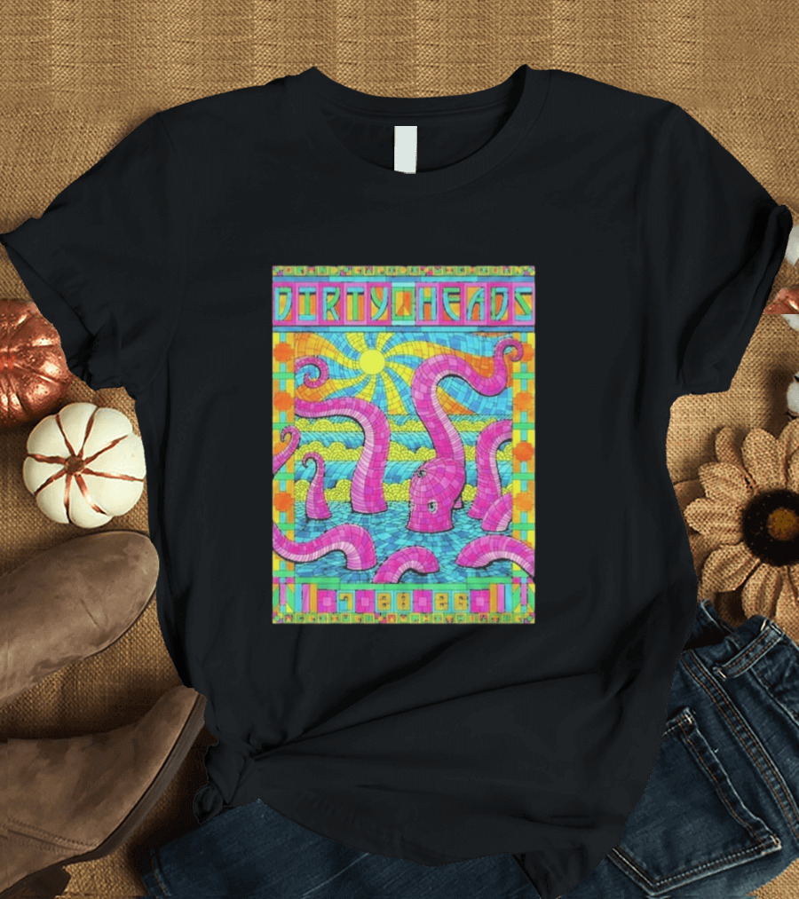Dirty Heads Grand Rapids MI Acrisure Amphitheater July 28 2026 Psychedelic Octopus Sunburst T-Shirt
