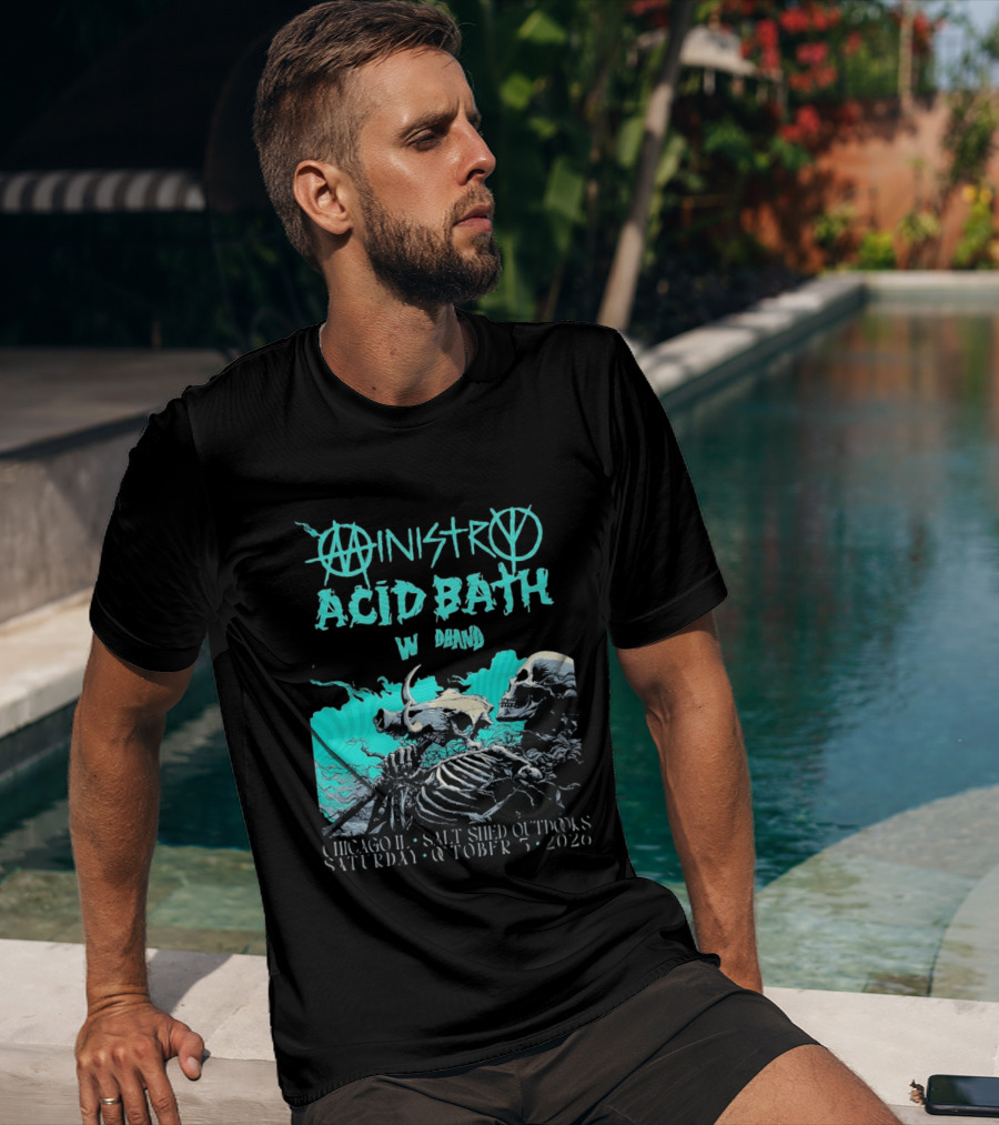 Ministry X Acid Bath Windhand Chicago IL Salt Shed Outdoors October 3 2026 Skeletons And Sea Monster T-Shirt