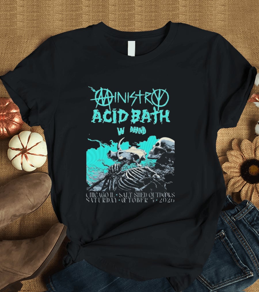 Ministry X Acid Bath Windhand Chicago IL Salt Shed Outdoors October 3 2026 Skeletons And Sea Monster T-Shirt