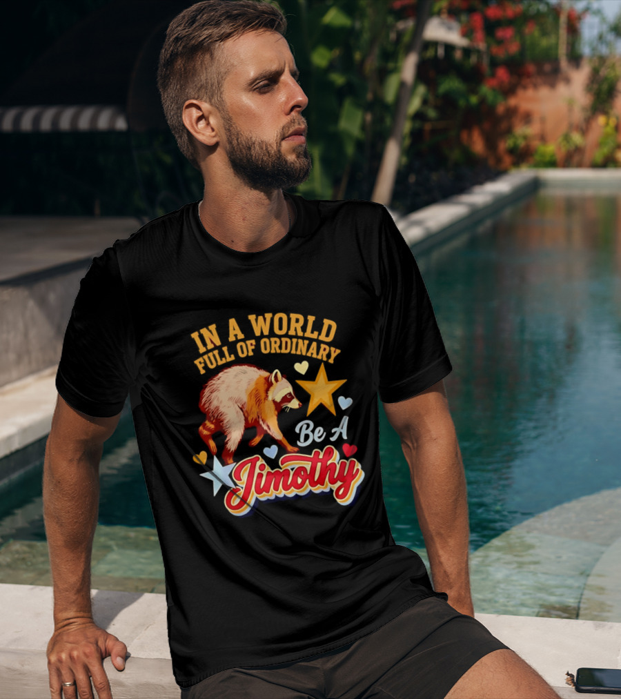 In A World Full Of Ordinary Be A Jimothy Raccoon Stars Hearts T-Shirt