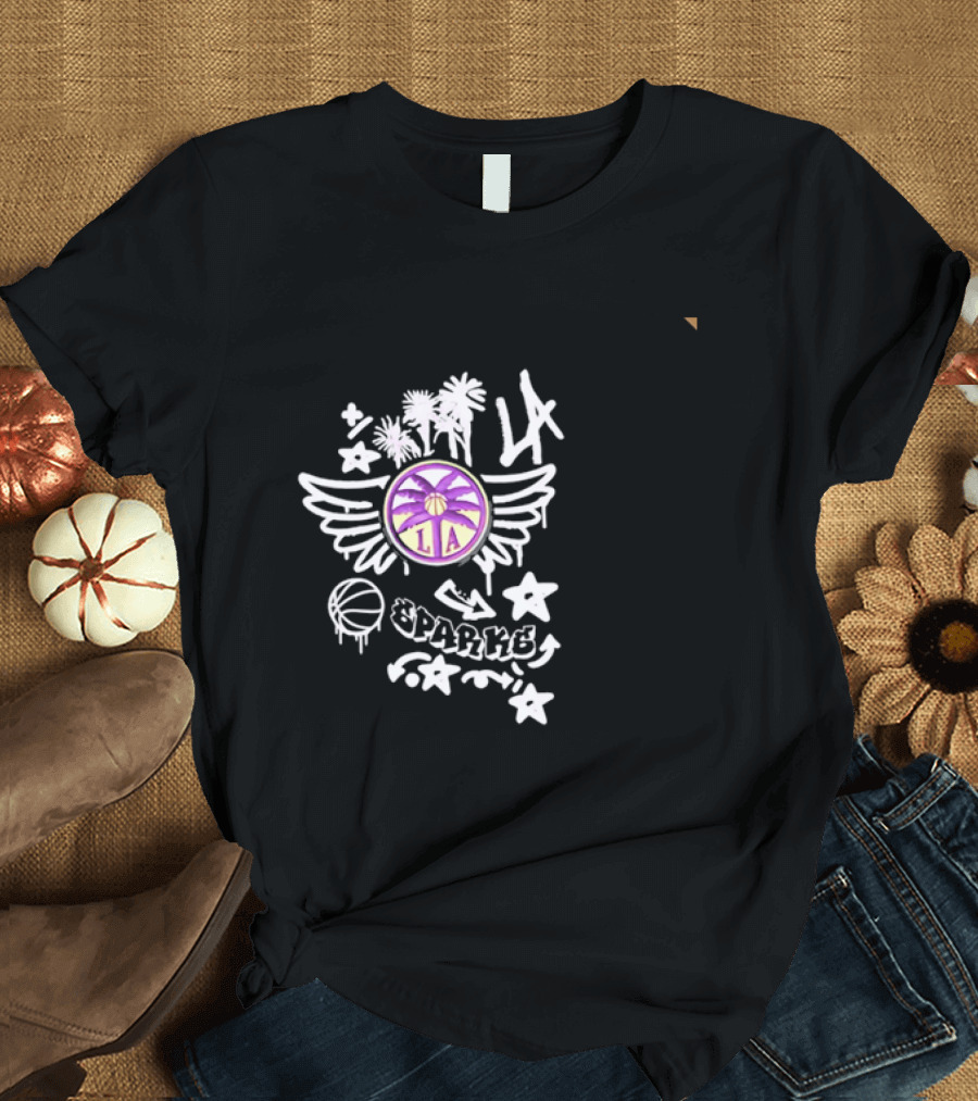 LA Sparks Graffiti Wings Basketball Stars T-Shirt