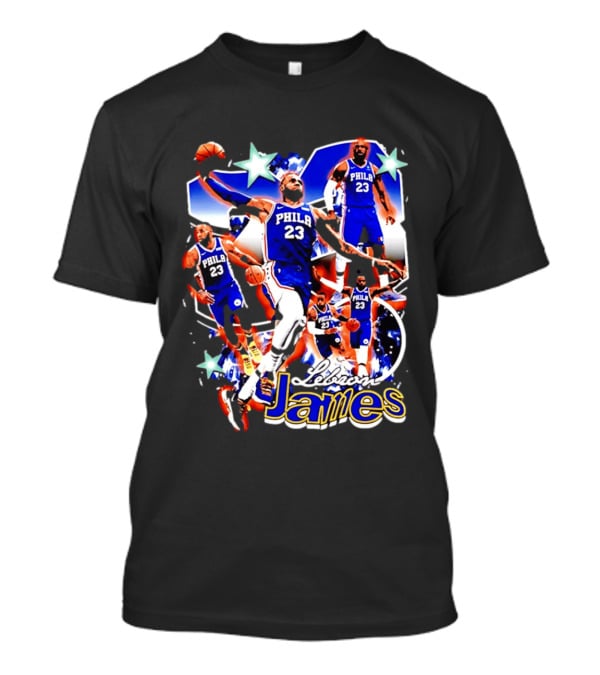 LeBron James Phila 23 Basketball Collage Stars T-Shirt