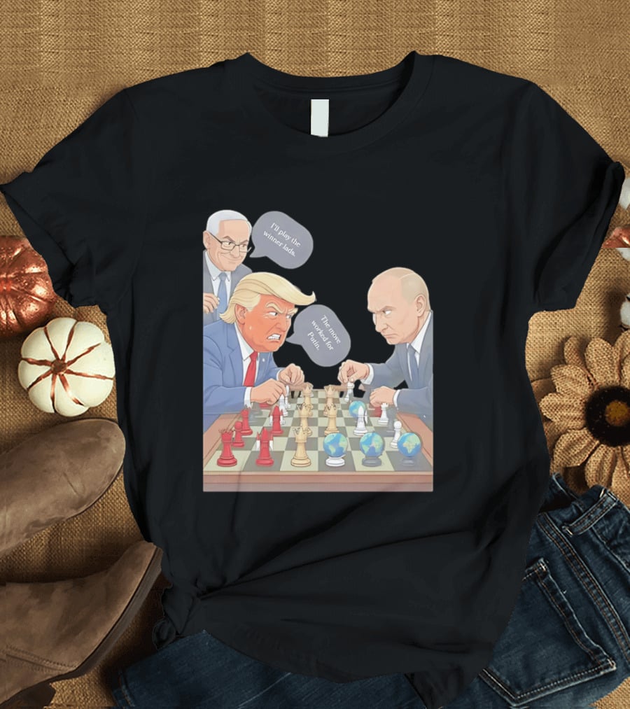 Political Chess Game Trump Putin World Leaders Cartoon T-Shirt