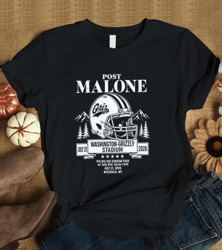Post Malone Washington Grizzly Stadium Tour 2026 Montana Grizzlies Missoula July 2 T-Shirt