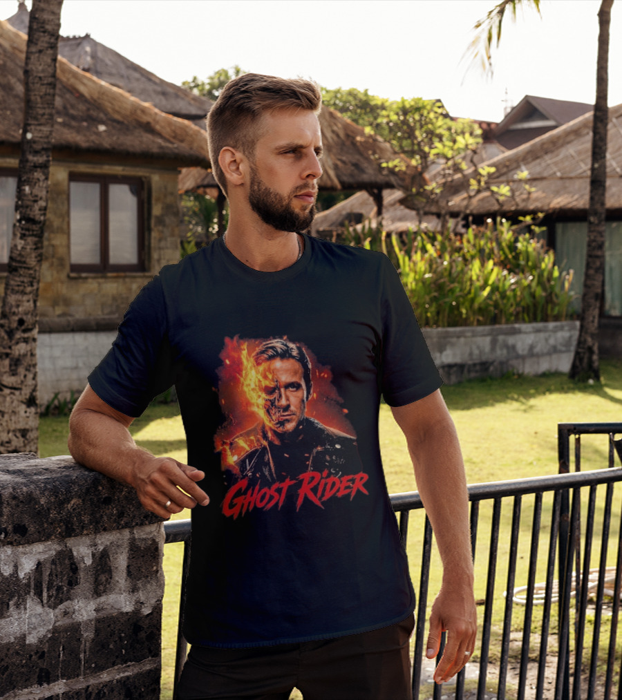 Ryan Gosling Ghost Rider Fiery Half Face Marvel T-Shirt