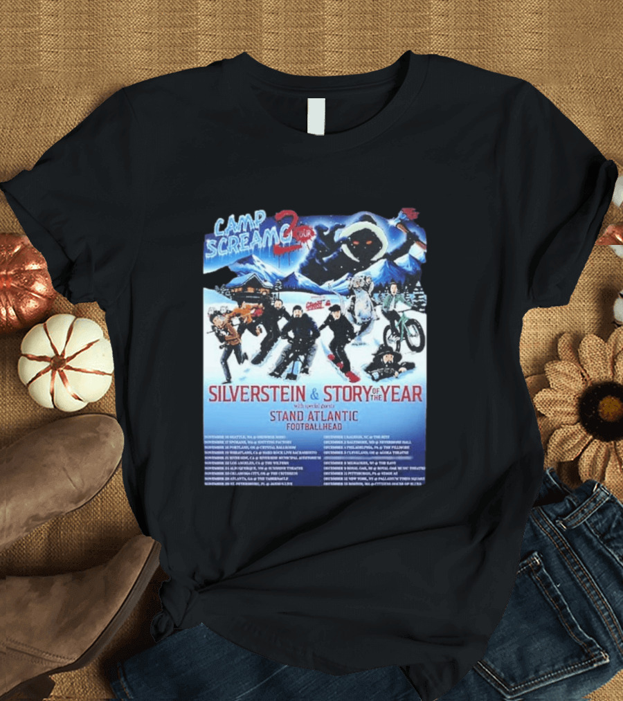 Camp Screamo 2 Tour 2026 Silverstein Story Of The Year Stand Atlantic Footballhead Dates T-Shirt
