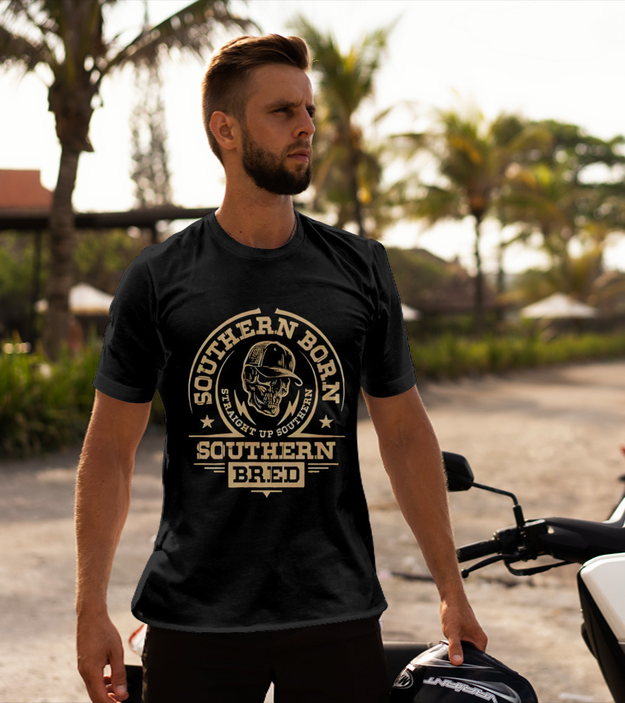 Southern Born Straight Up Southern Bred Skull Cap T-Shirt