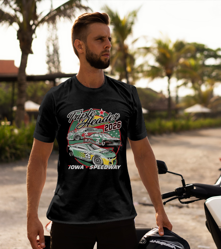 Triple Header 2026 Iowa Speedway Racing Cars Stars T-Shirt