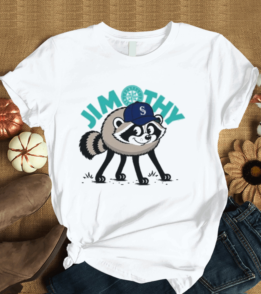 Jimothy Raccoon Mariners Baseball Cap T-Shirt