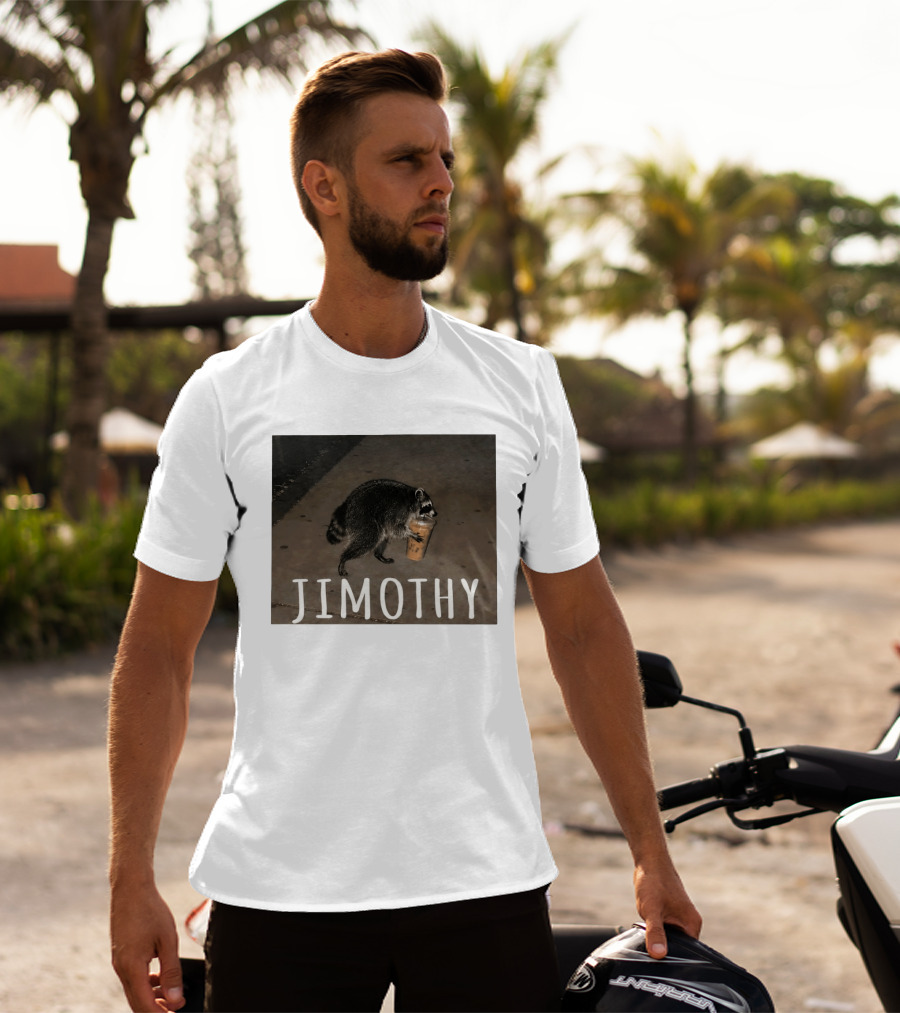 Jimothy Raccoon Carrying Iced Coffee Meme Animal Lover T-Shirt