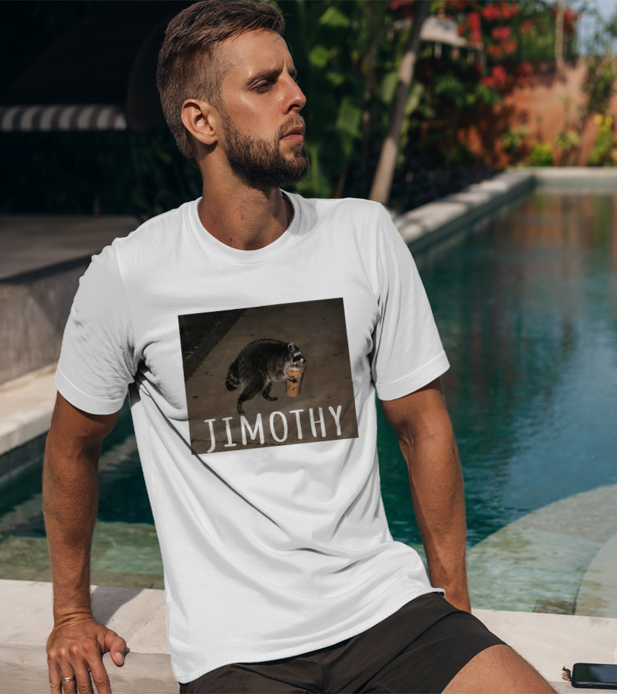 Jimothy Raccoon Carrying Iced Coffee Meme Animal Lover T-Shirt