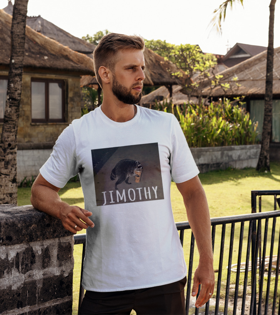 Jimothy Raccoon Carrying Iced Coffee Meme Animal Lover T-Shirt