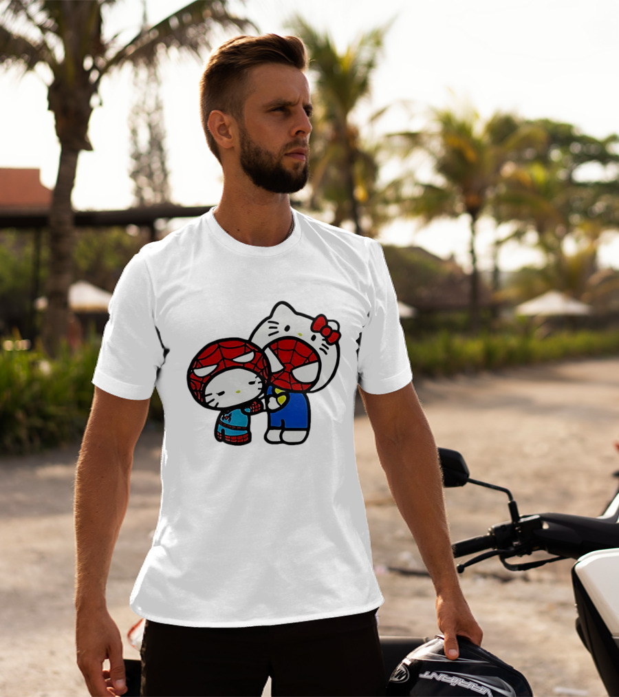Kitty Hug Spider Man Mask Cute T-Shirt
