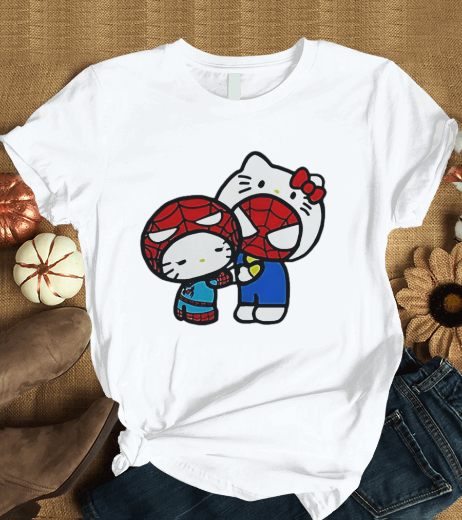 Kitty Hug Spider Man Mask Cute T-Shirt