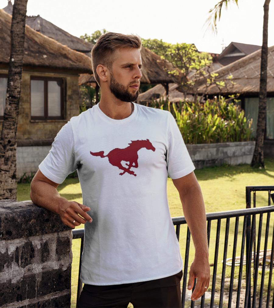Mustang Red Galloping Horse T-Shirt