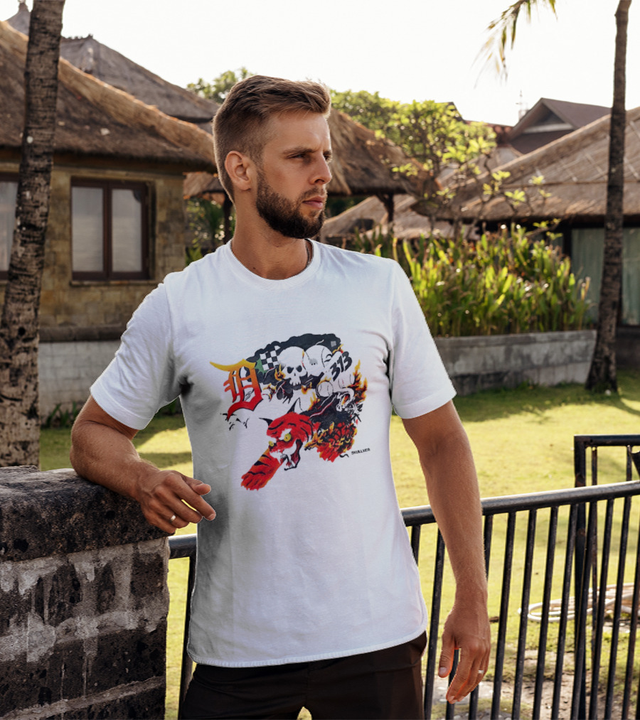 Skullxer 313 Detroit Tigers MLB 2026 With Flaming Devil And Skulls T-Shirt