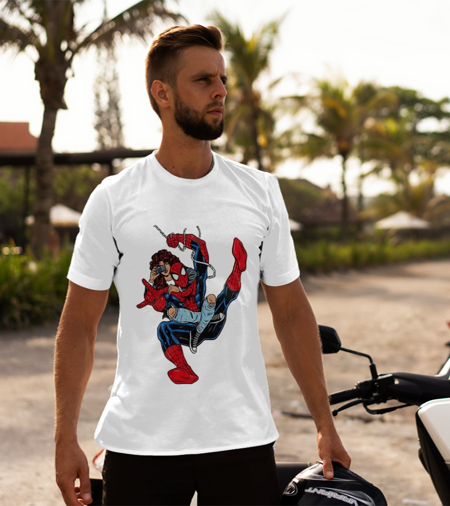 Spider Man The Heart Behind The Hero Photography Pose T-Shirt