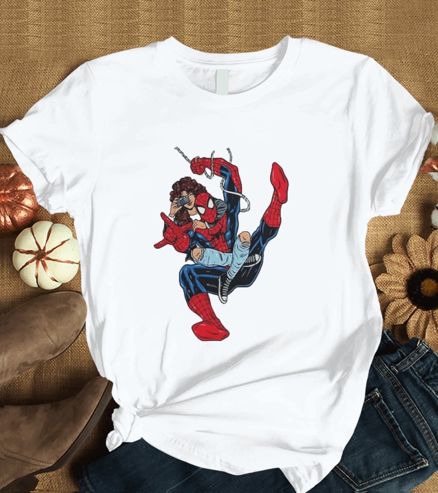 Spider Man The Heart Behind The Hero Photography Pose T-Shirt
