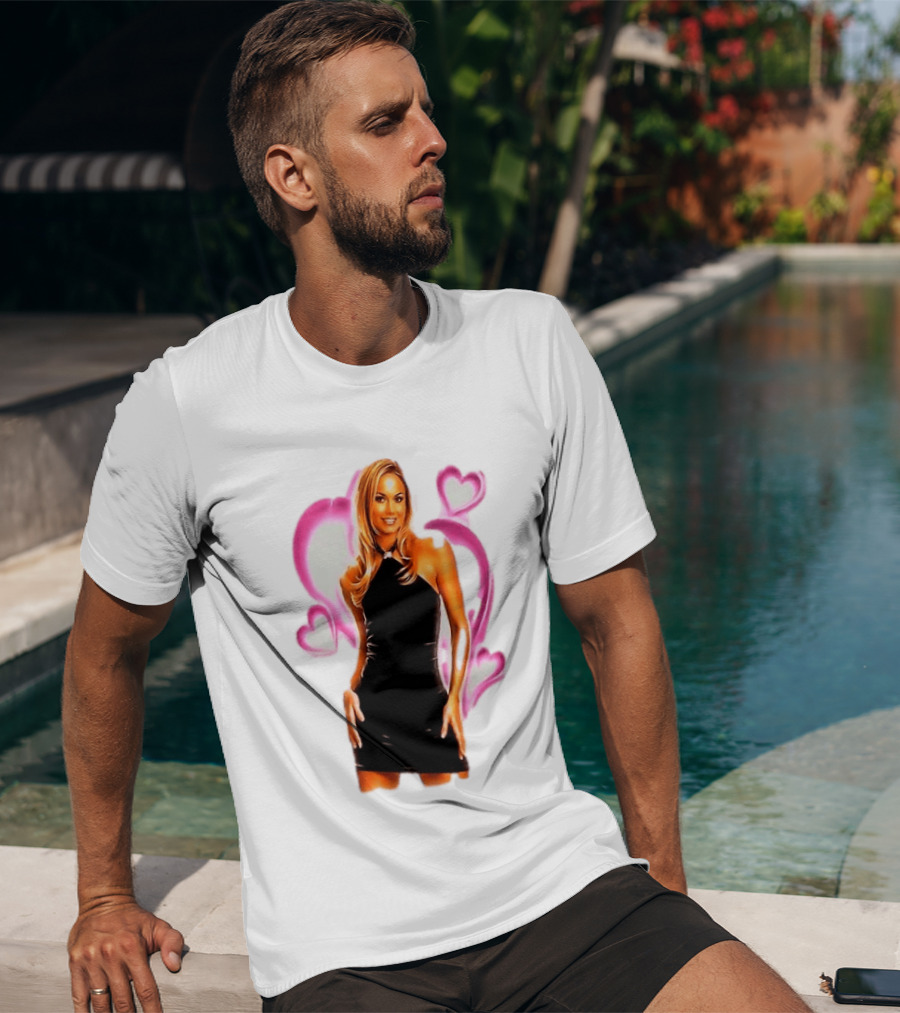 WWE Stacy Keibler Pink Hearts Glamorous Pose T-Shirt