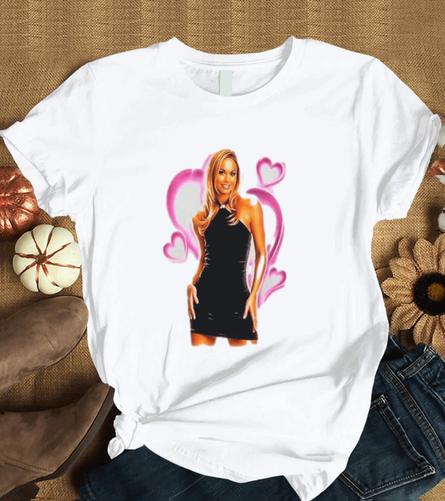 WWE Stacy Keibler Pink Hearts Glamorous Pose T-Shirt