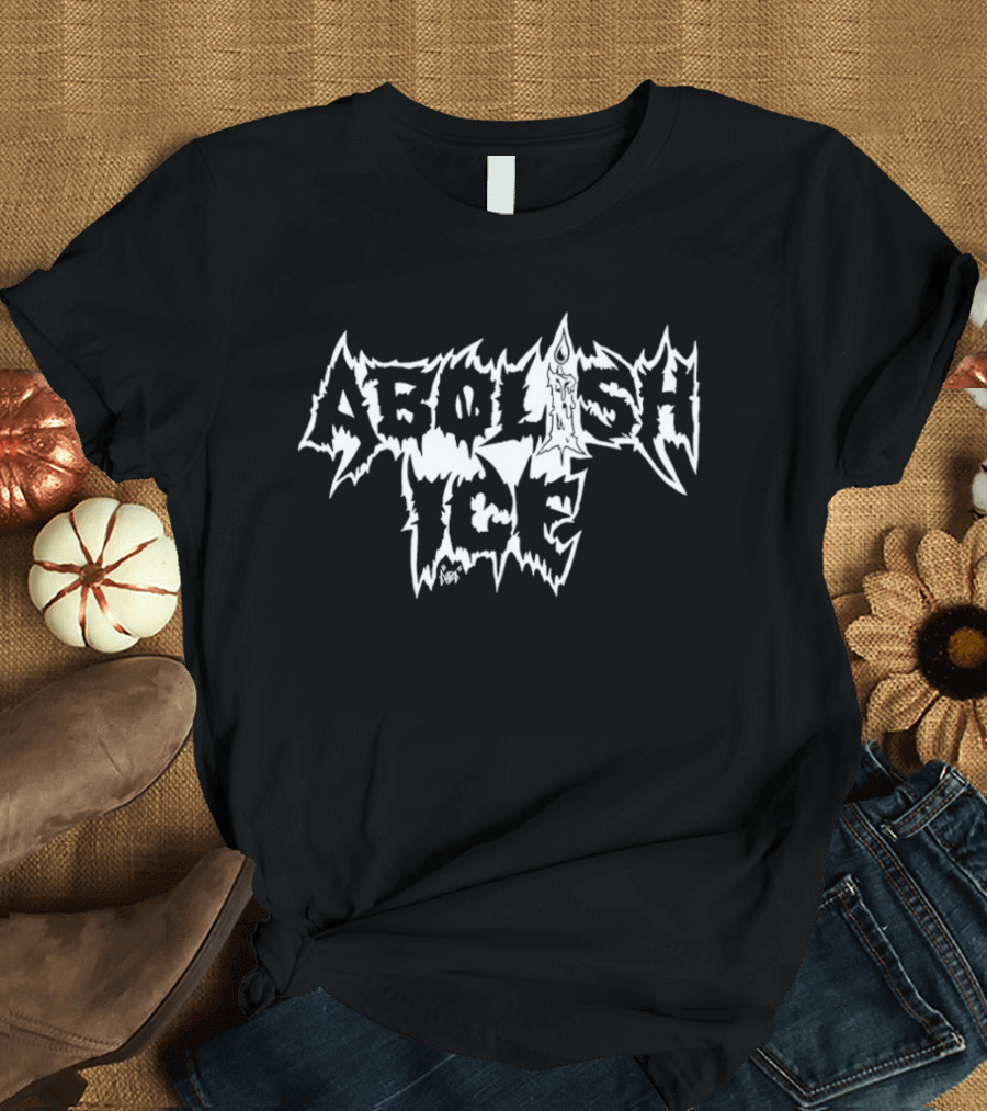 Abolish Ice Metal Font Spiky T-Shirt