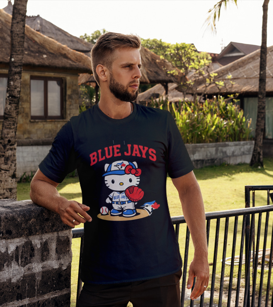 Hello Kitty Toronto Blue Jays Collaboration Baseball Cute Character Merchandise T-Shirt
