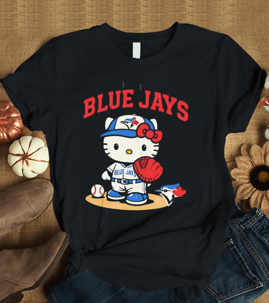 Hello Kitty Toronto Blue Jays Collaboration Baseball Cute Character Merchandise T-Shirt