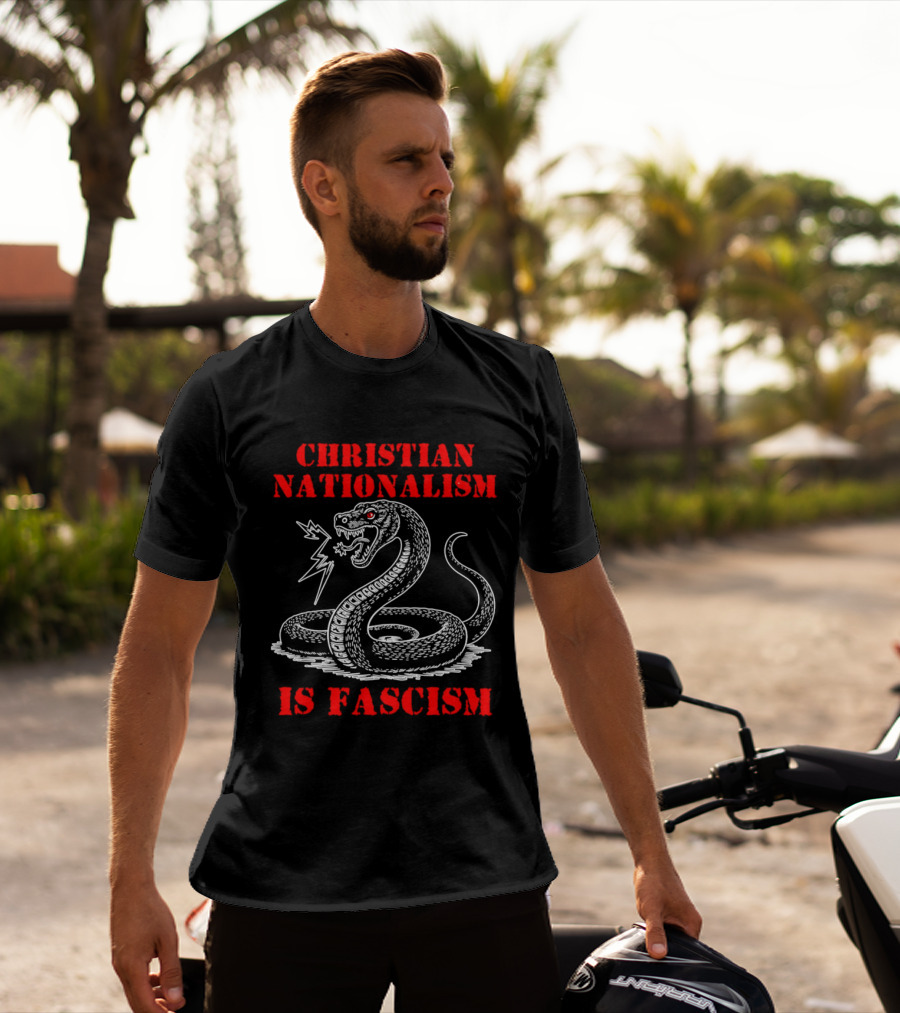 Christian Nationalism Is Fascism Snake With Lightning Bolt T-Shirt
