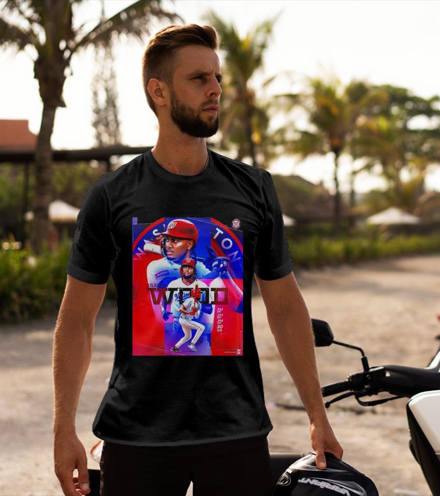 James Wood Washington Nationals .272 AVG .398 OBP 30 HR Collage T-Shirt