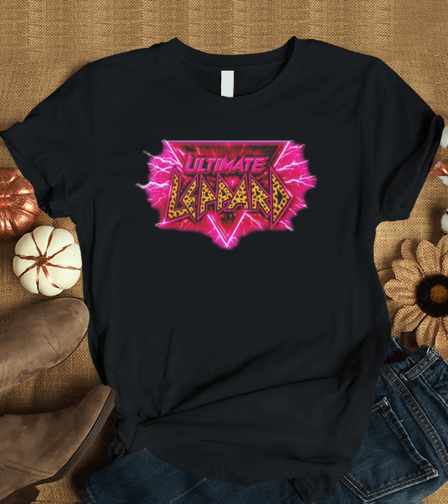 Def Leppard Ultimate Leppard Pink Lightning Leopard Print T-Shirt