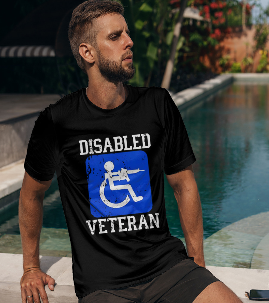Disabled Veteran Armed Forces Distressed Military T-Shirt