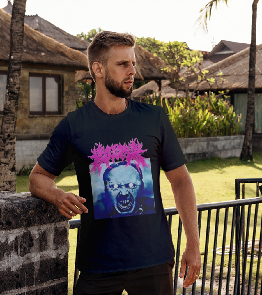 Gore Demon Face Glowing Eyes Death Metal Band T-Shirt