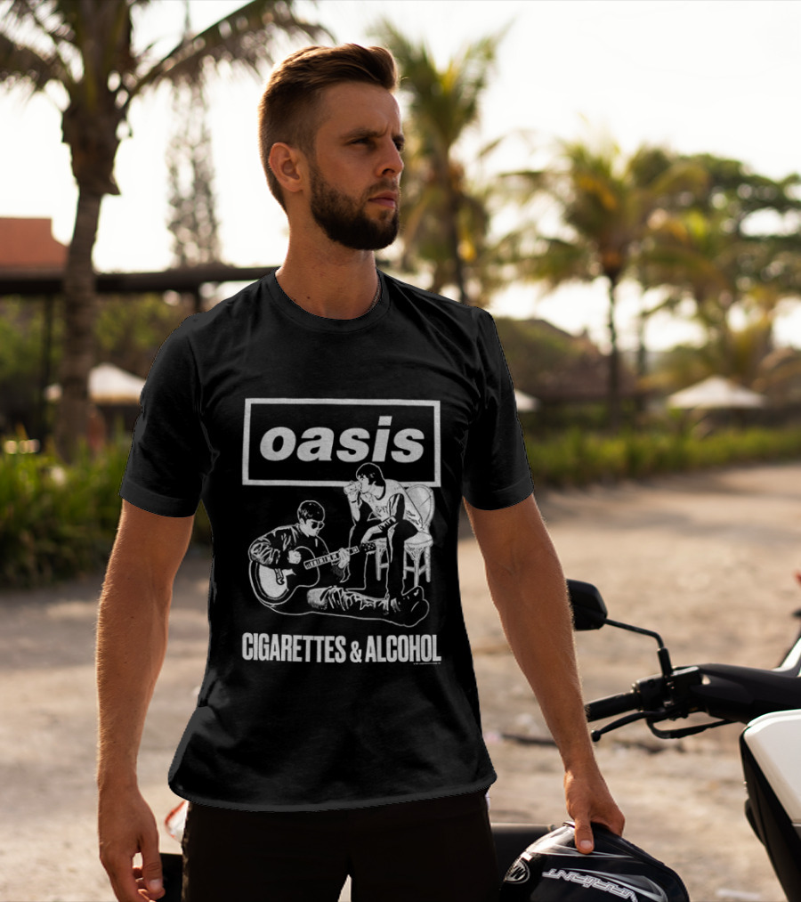 Oasis Noel And Liam Gallagher Cigarettes And Alcohol Mono T-Shirt
