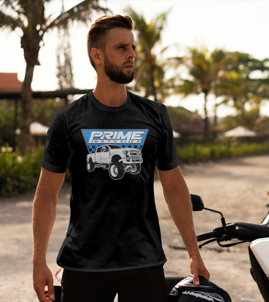 Prime Motor Co Lifted Truck Checkered Triangle T-Shirt