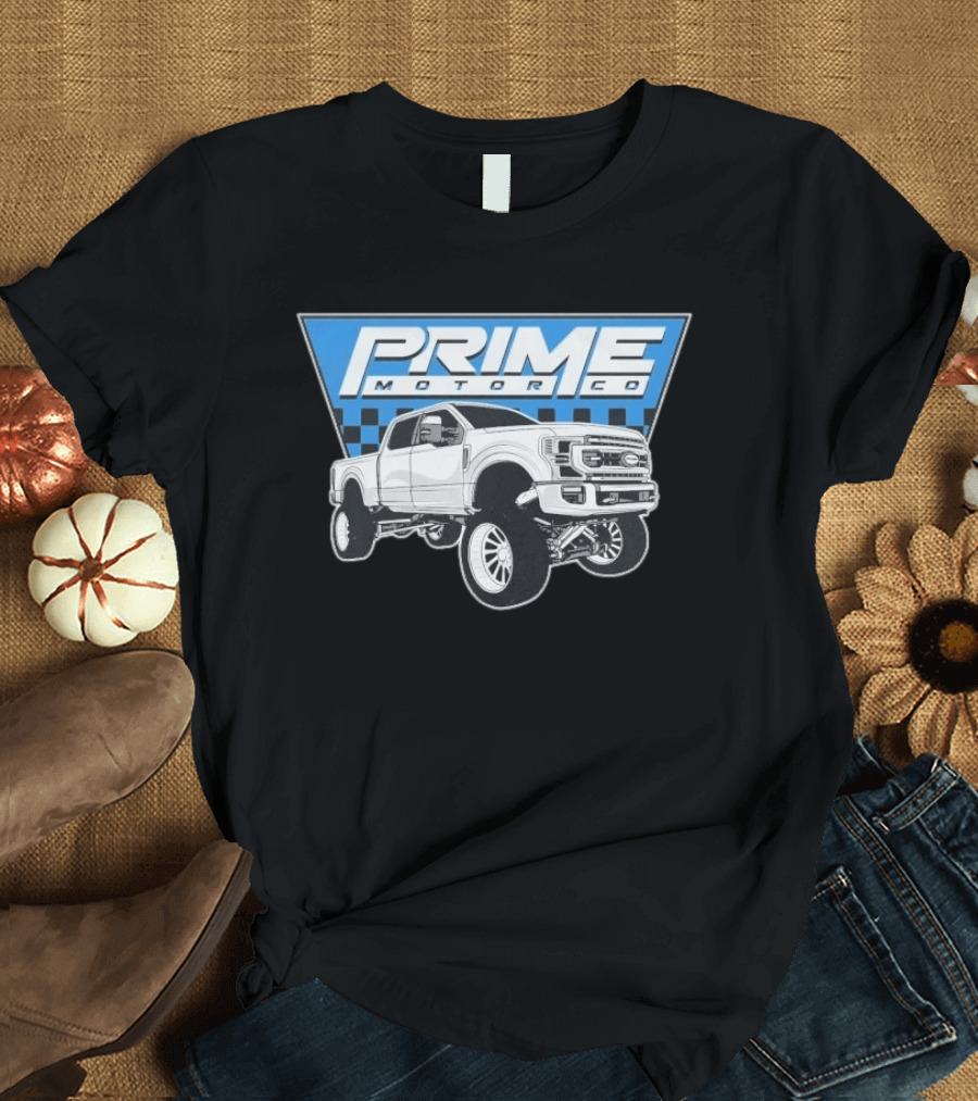 Prime Motor Co Lifted Truck Checkered Triangle T-Shirt