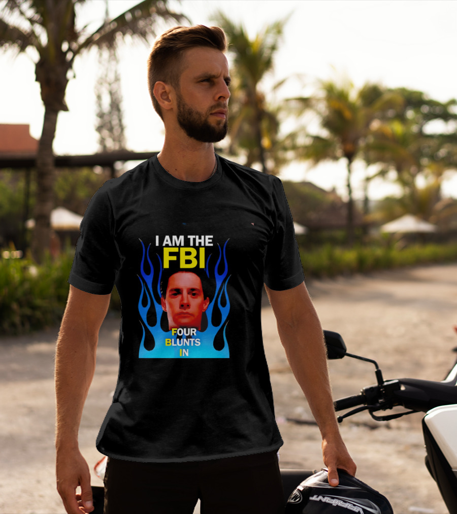 I Am The FBI Four Blunts In Special Agent Dale Cooper Blue Flame T-Shirt