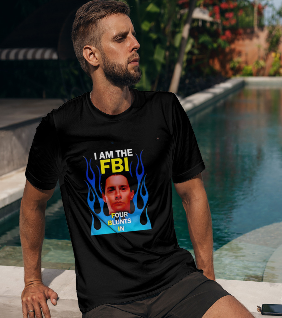 I Am The FBI Four Blunts In Special Agent Dale Cooper Blue Flame T-Shirt