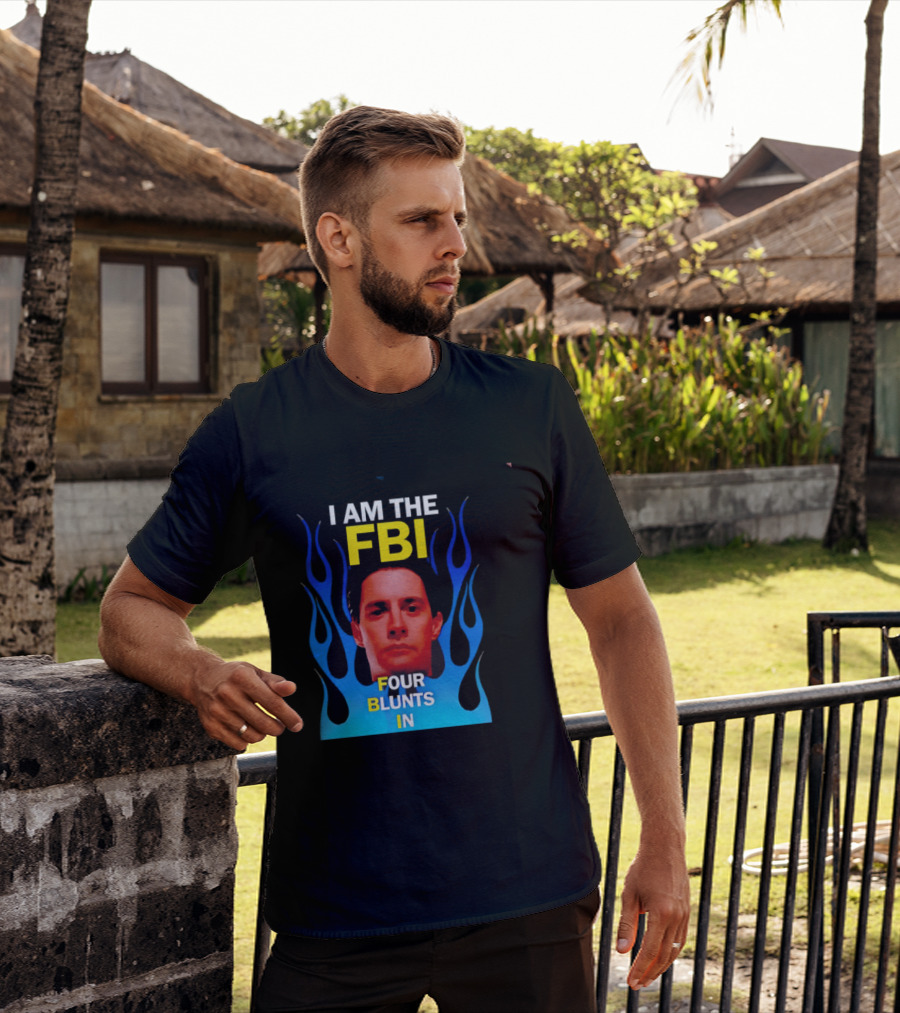 I Am The FBI Four Blunts In Special Agent Dale Cooper Blue Flame T-Shirt