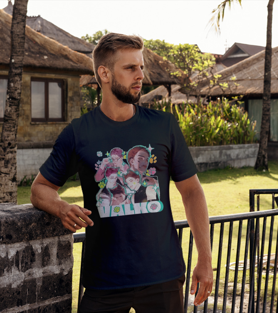 Valko Anime Characters And Colorful Paw Prints T-Shirt