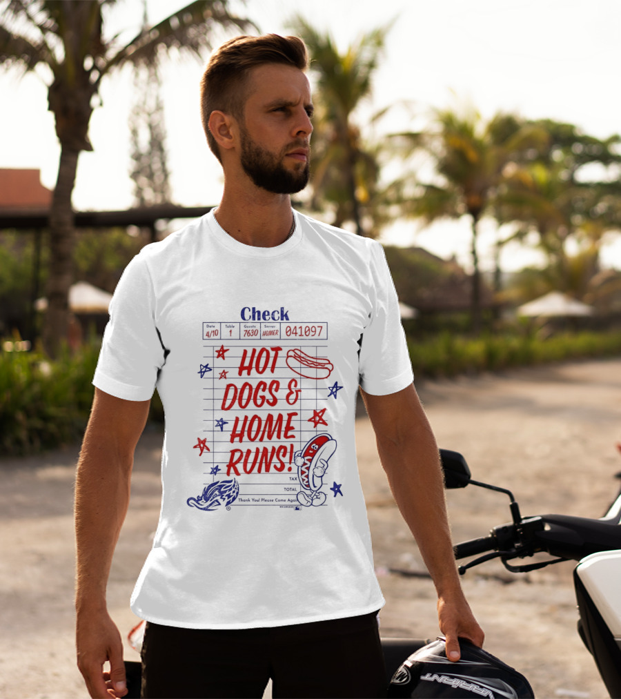 Akron RubberDucks Hot Dogs & Home Runs Restaurant Check T-Shirt