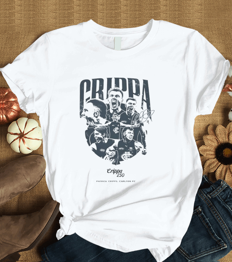 Crippa 250 Patrick Cripps Carlton FC Celebratory Milestone T-Shirt