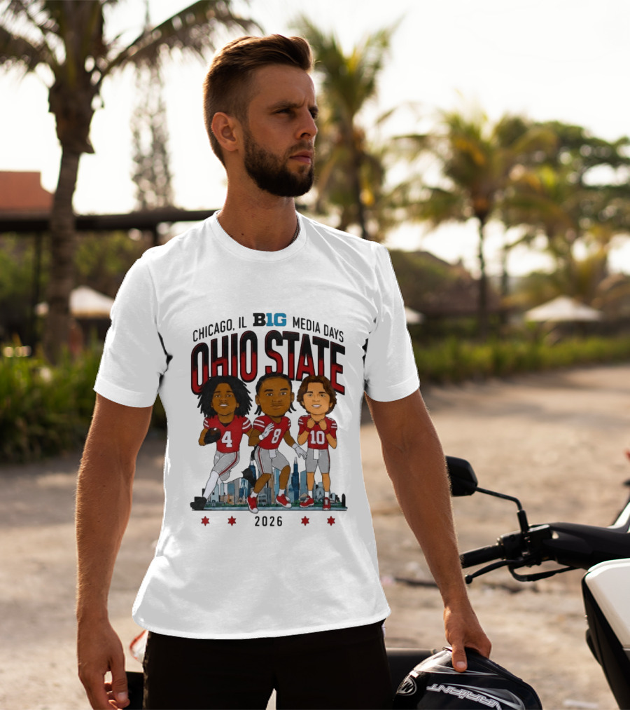 Ohio State Buckeyes Chicago IL B1G Media Days 2026 Caricatures T-Shirt