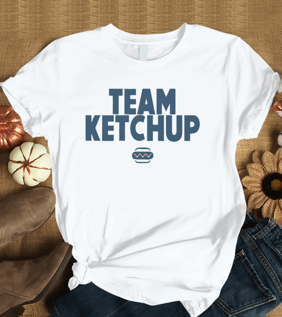 Team Ketchup Hot Dog Wavy Line T-Shirt