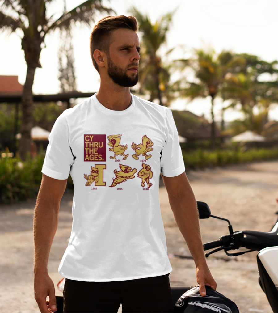 Iowa State Cyclones CY Thru The Ages Mascot Evolution Logos 1954 1972 1995 2008 T-Shirt