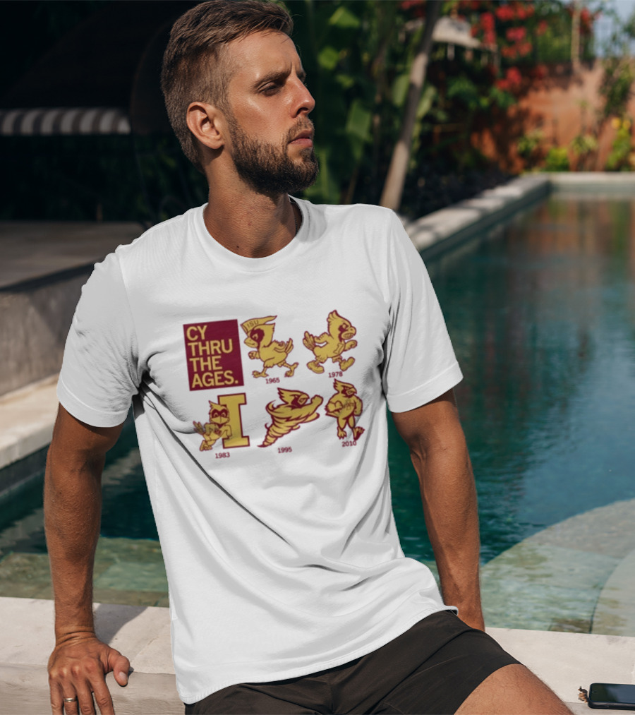 Iowa State Cyclones CY Thru The Ages Mascot Evolution Logos 1954 1972 1995 2008 T-Shirt