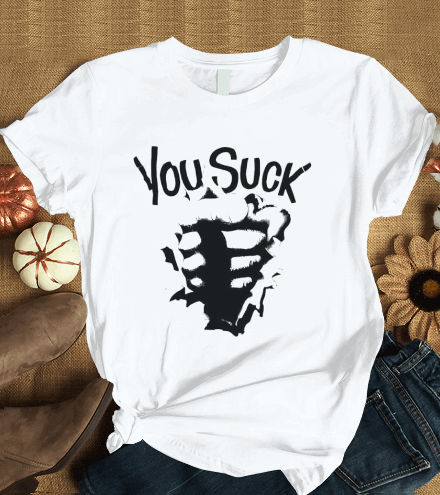 You Suck Horror Skeleton Ribcage T-Shirt
