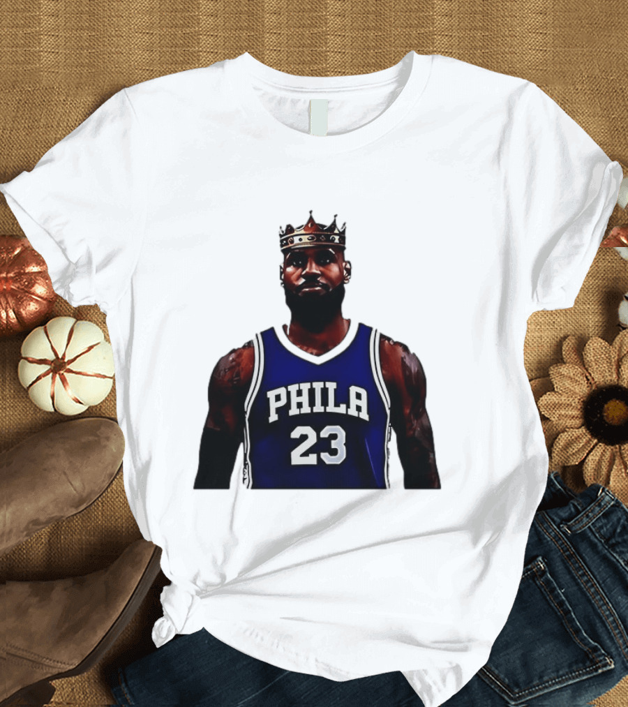 LeBron James Crown PHILA 23 Jersey Philadelphia 76ers Basketball T-Shirt