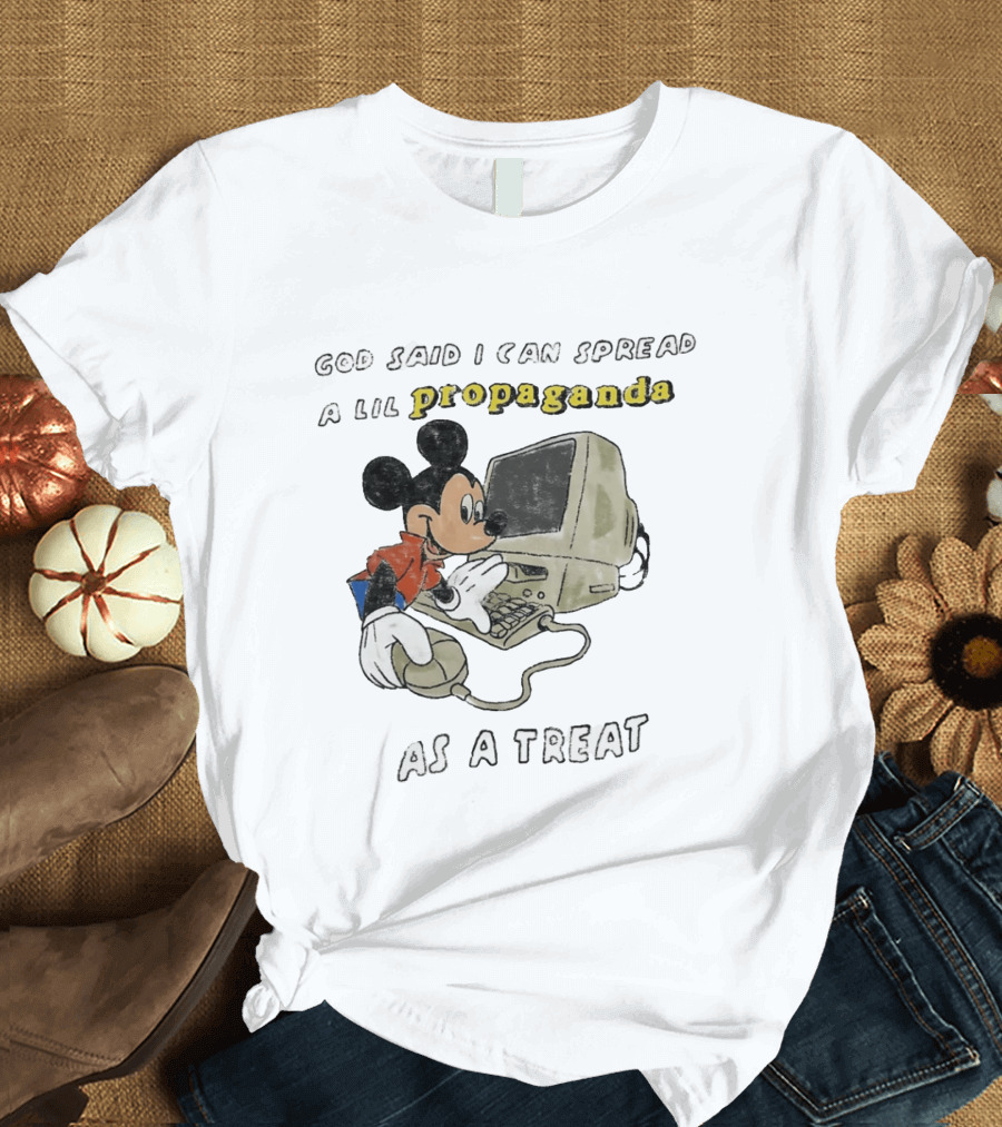 God Said I Can Spread A Lil Propaganda As A Treat Mickey Mouse Vintage Computer T-Shirt