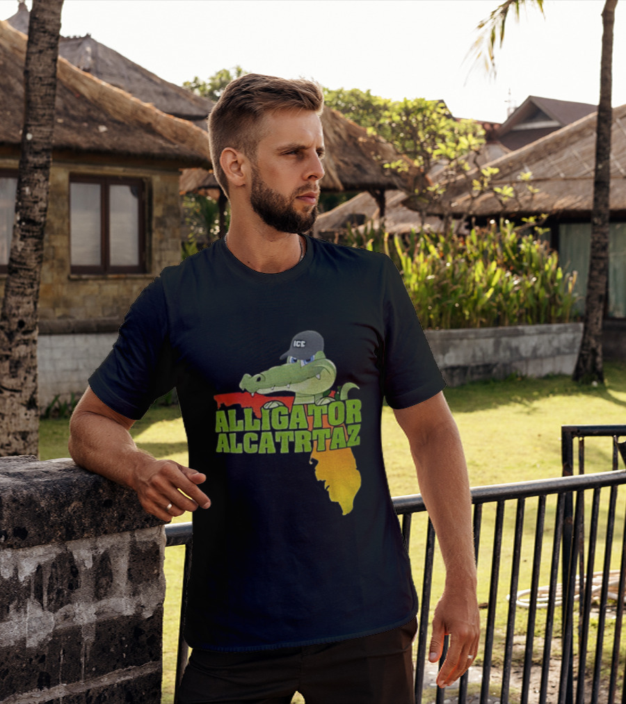 Alligator Alcatraz ICC Ice Cap Florida Map T-Shirt